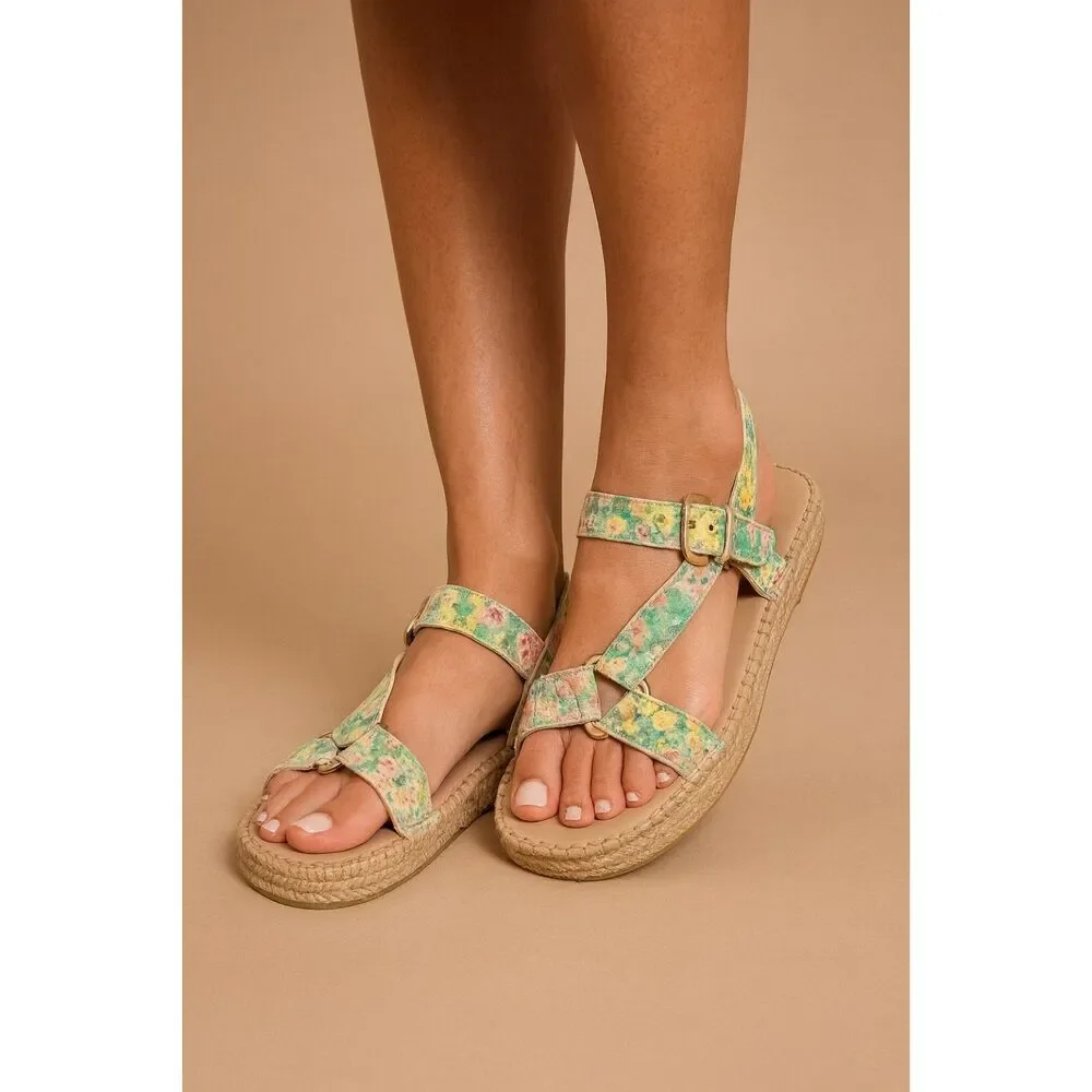 LoveShackFancy x Manebi Espadrille Hiking Sandals Pastel Floral Size 40 / US 10
